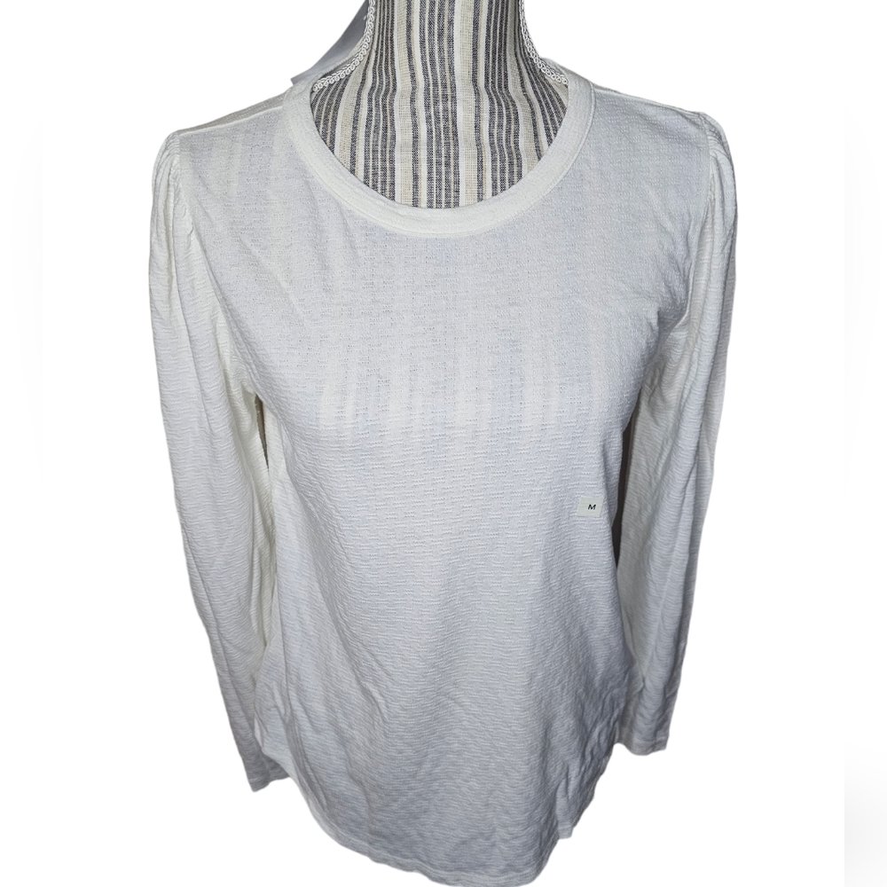 LOFT women's cream long-sleeved crew neck top 💯 cotton size M